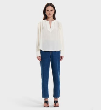 Blouse En Soie Zapa - Couleur Gris Noir, Taille 40 - Portée 2 Fois, Excellent état