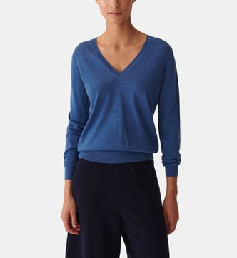Pull En Cachemire Eric Bompard - Taille S, Couleur Beige, Col V - Occasion En Très Bon état