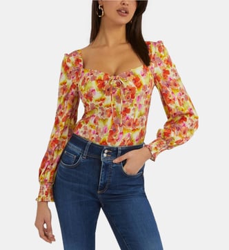 Chemisier GUESS Femme - Manches Courtes, Couleur Blanc, Mélange Coton - Neuf Sans étiquettes