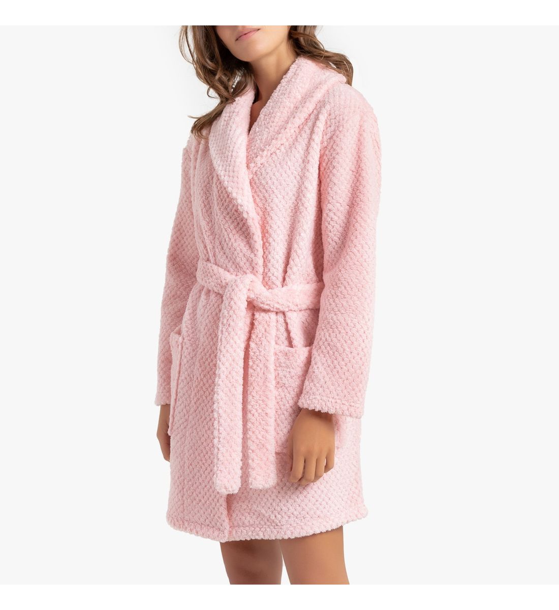 Robe de chambre col châle en polaire La Redoute