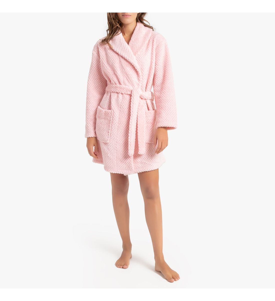 Robe de chambre col châle en polaire La Redoute