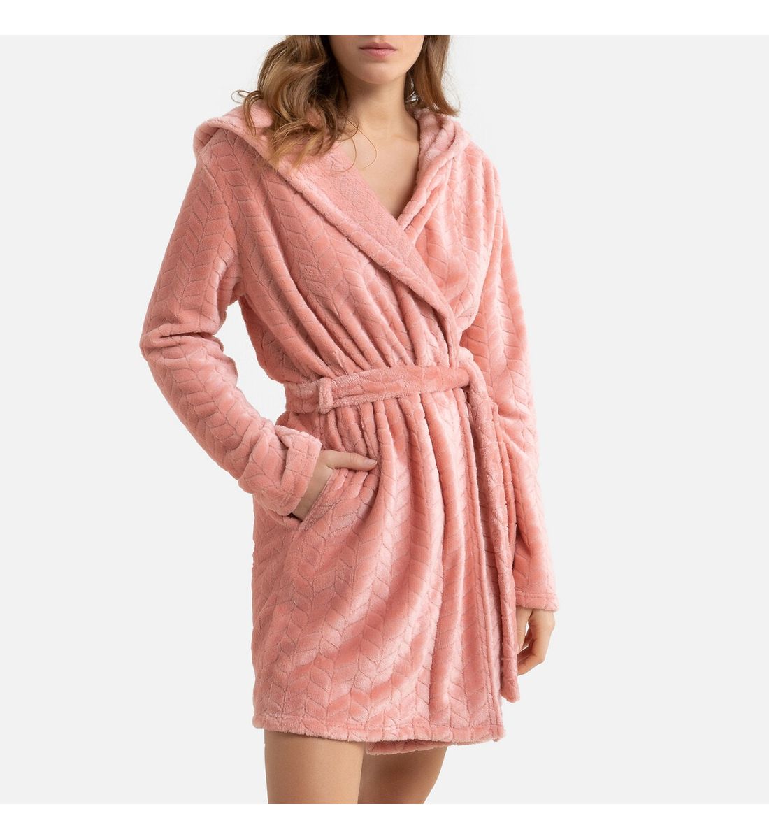 Robe de chambre à capuche en maille polaire La Redoute