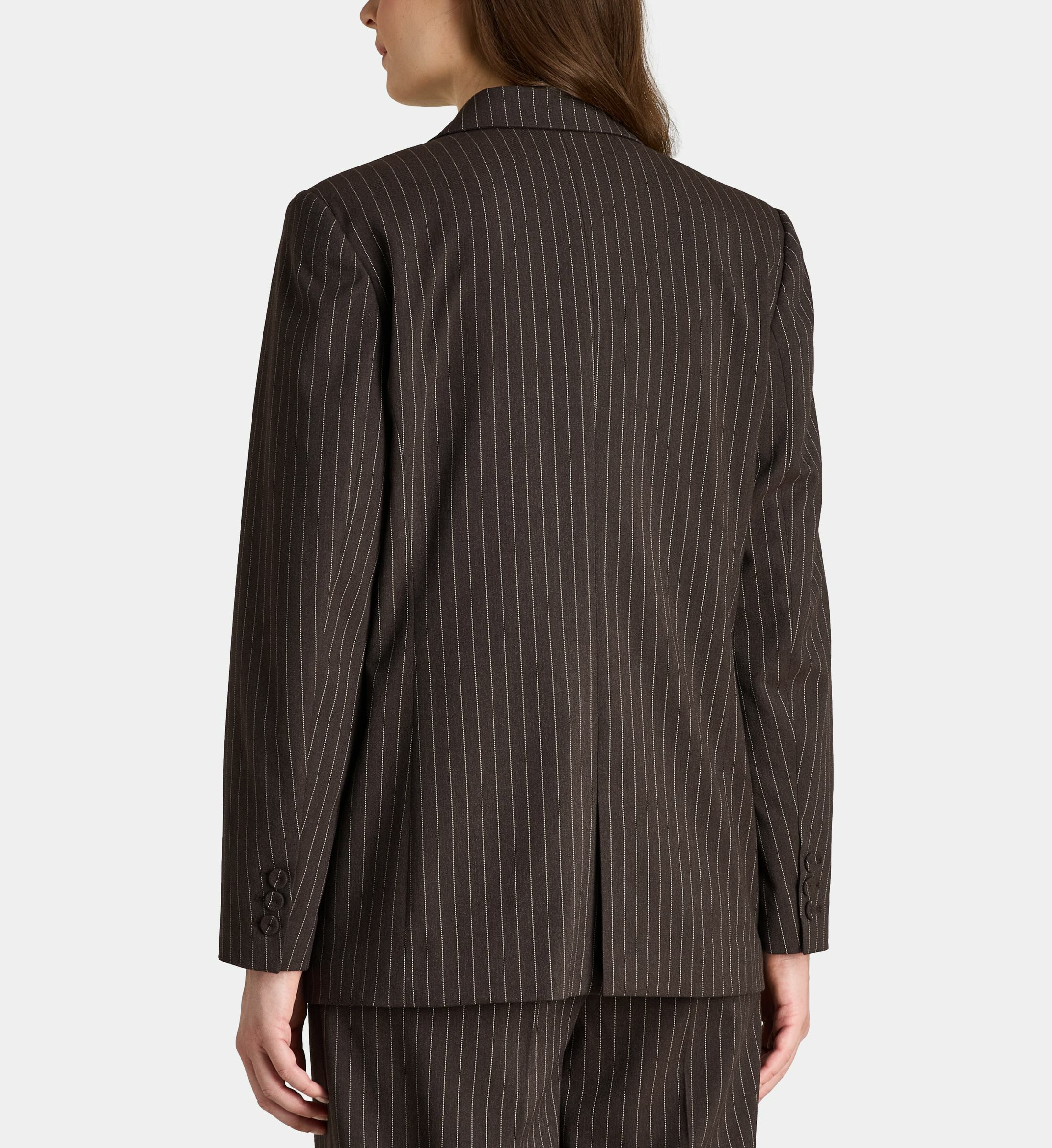 Veste Tailleur Chic 1.2.3 En Laine Gris Foncé à Rayures - Taille 40 (M) - Neuf Avec étiquettes