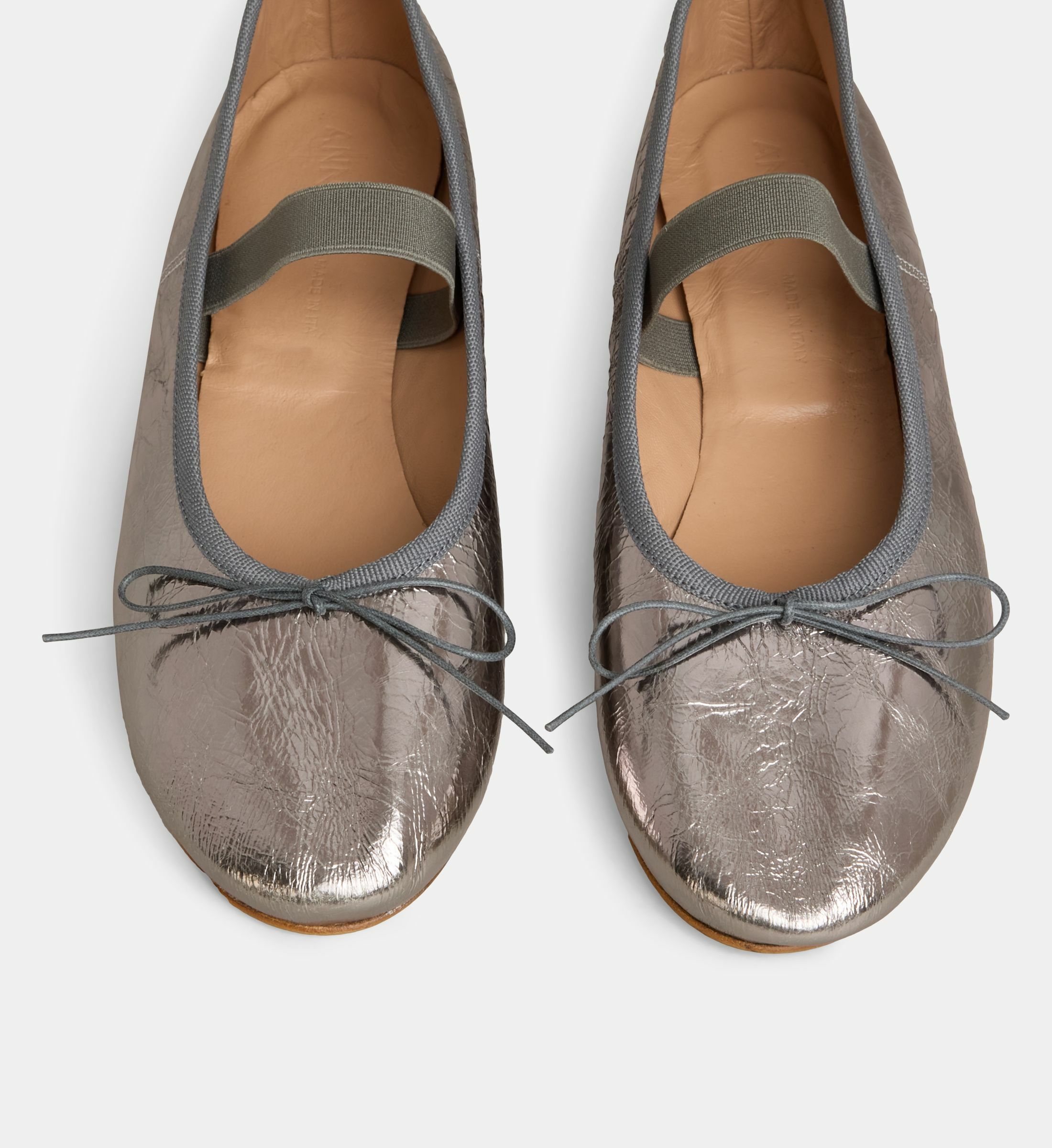 Ballerines Plates En Cuir Argenté Mat Merlet Pointure 37.5 - Neuf Avec Emballage, Qualité Française