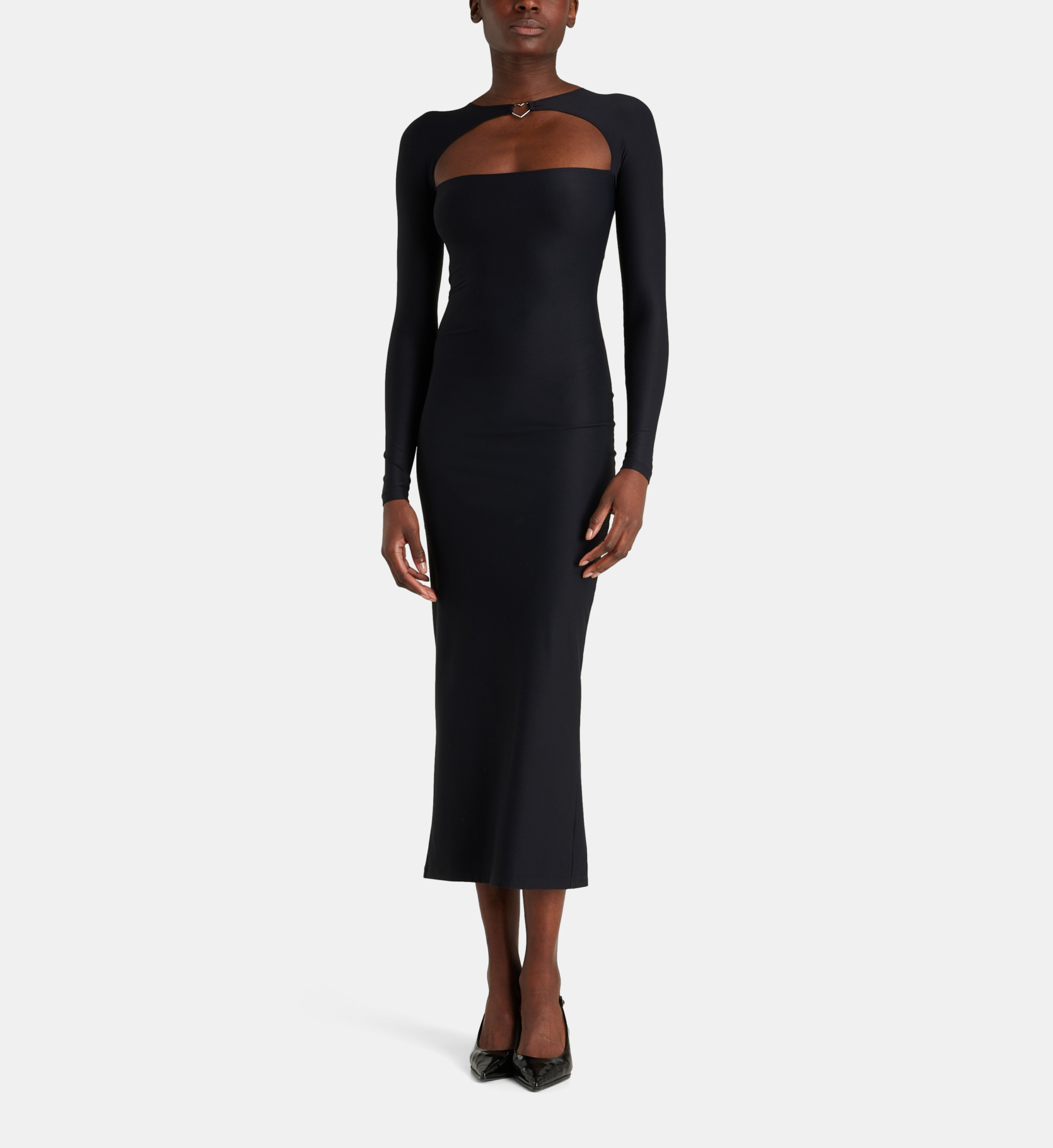 Robe Longue Noire Vintage Love Letters Love Notes - Taille M - Manches Longues - Occasion Très Bon état