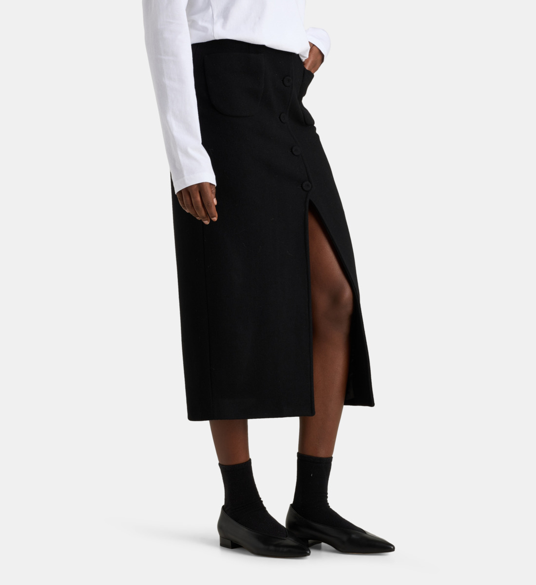 Jupe Crayon Geiger En Laine Noire Taille 34 - Vintage Années 80, Neuve Avec étiquette