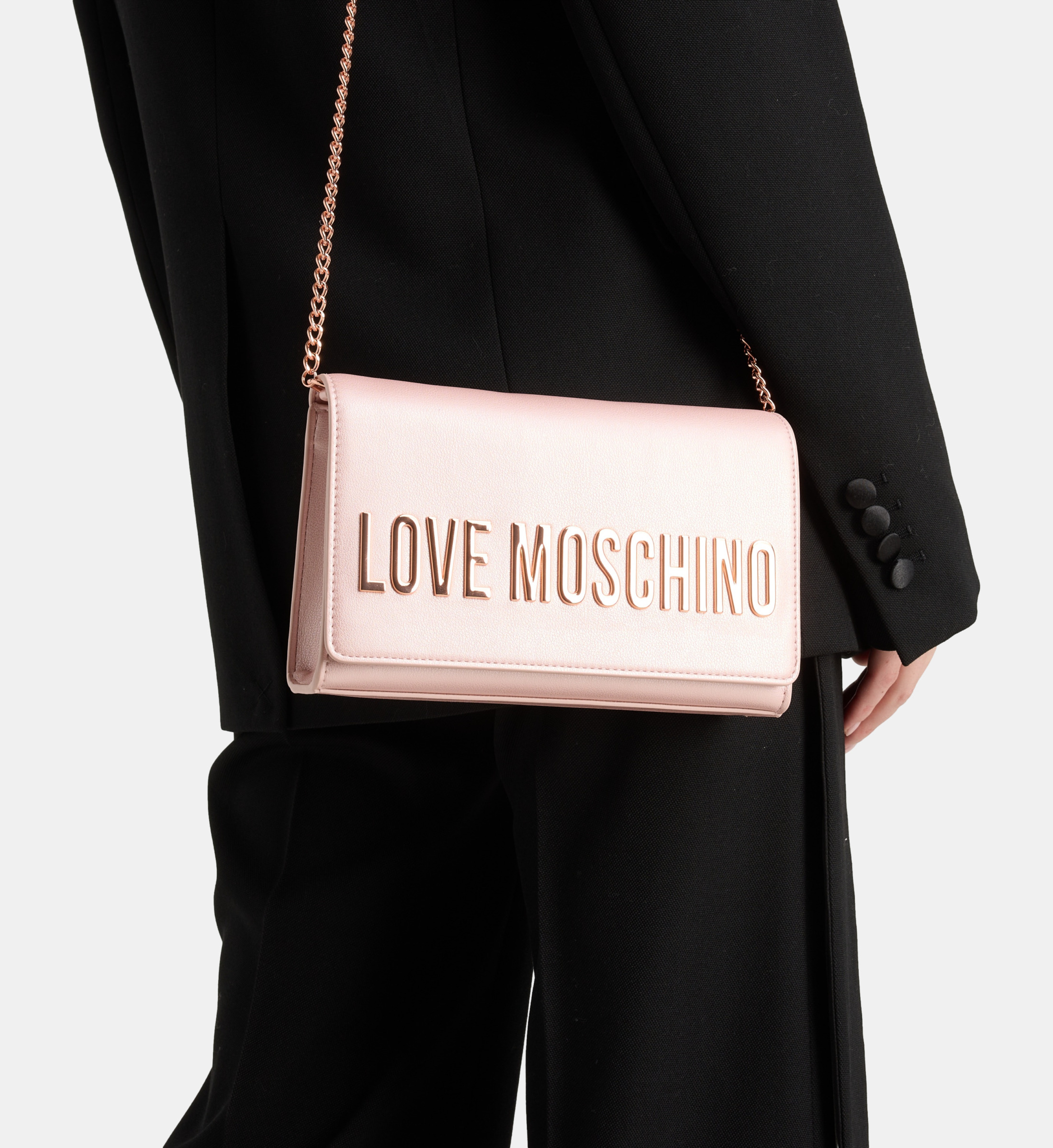 Sac à Main Love Moschino Rose - Anses Acier & Cuir, Style épaule