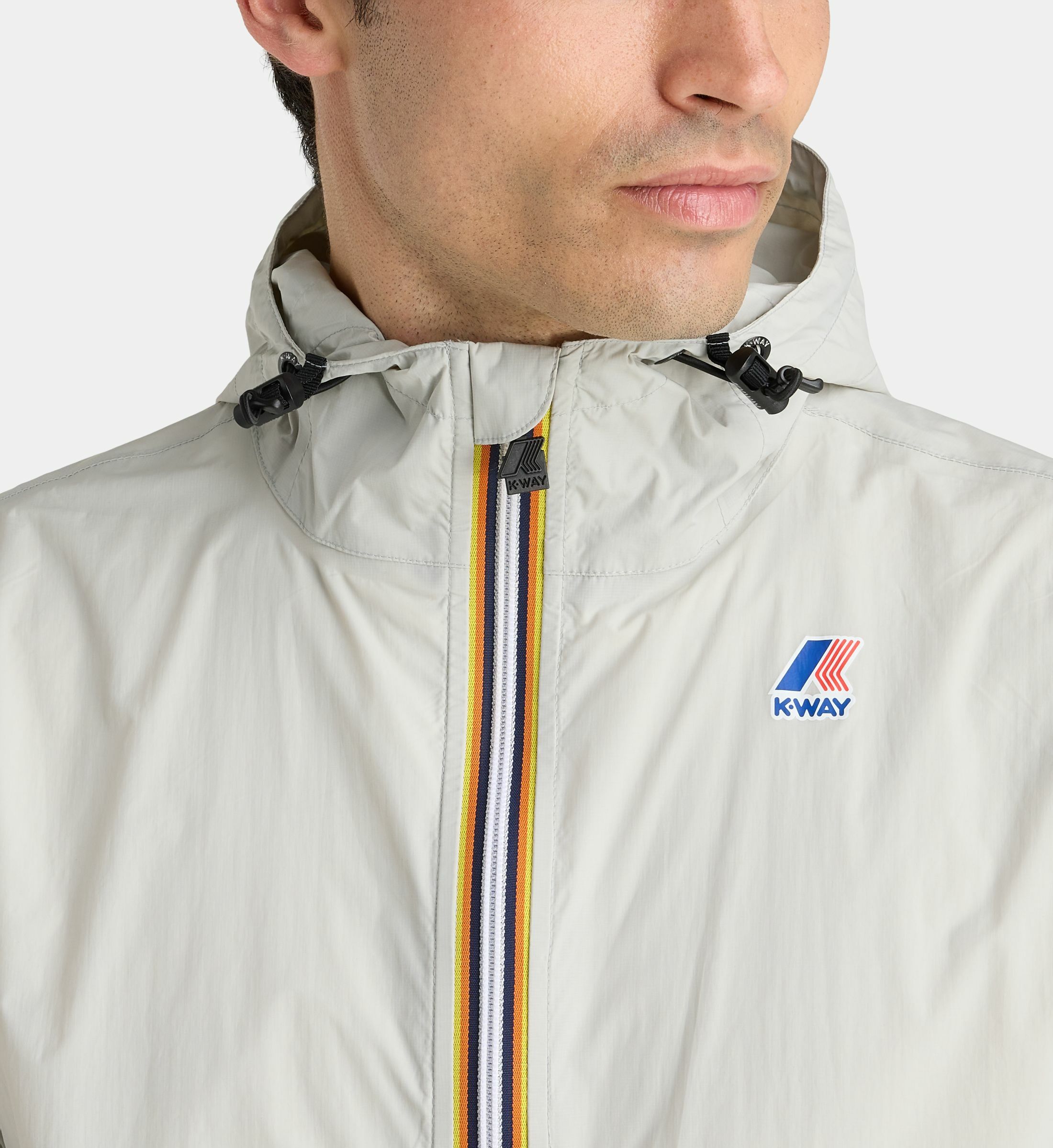K-Way Vintage Années 90 Imperméable Doublé - Taille L Blanc Crème - Homme - Occasion