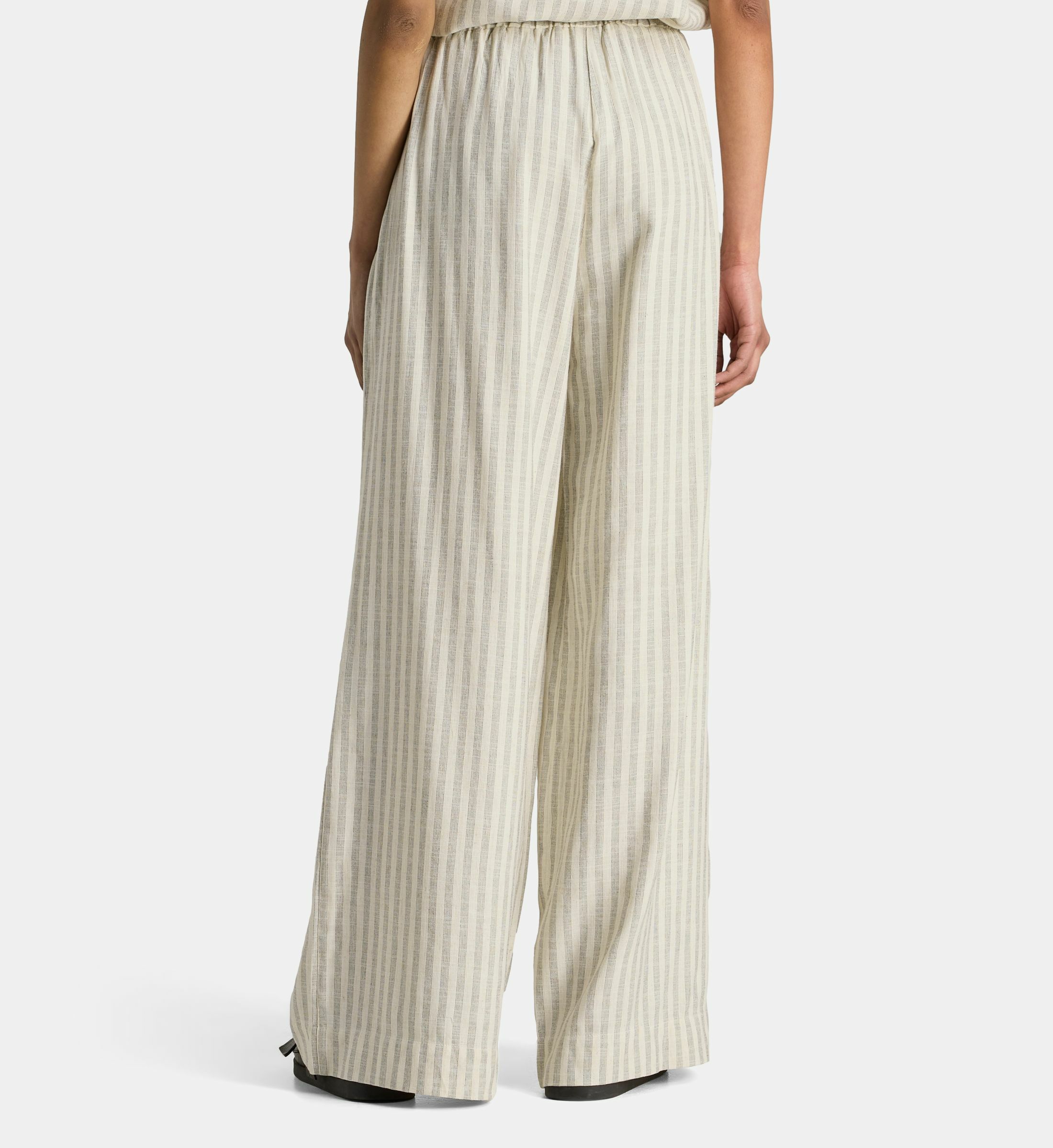Pantalon Large Style Corsaire Marithé + François Girbaud – Taille 38, écru à Rayures – Occasion Très Bon état