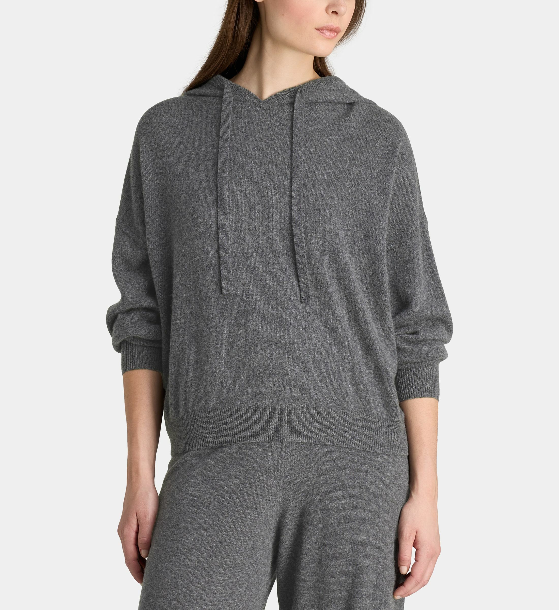 Pull à capuche en maille confortable - anthracite chiné
