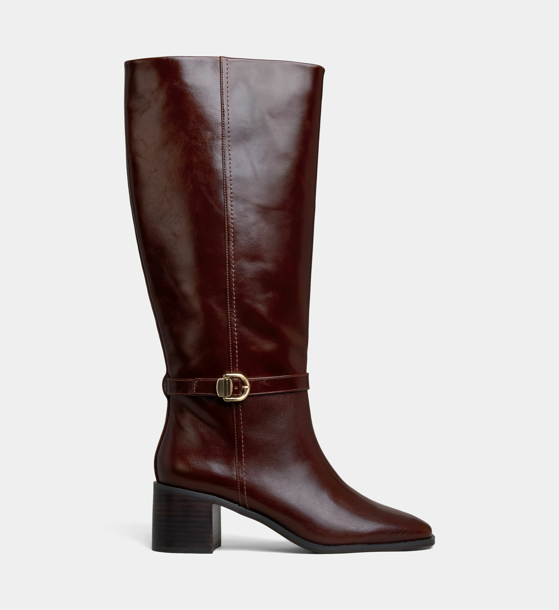 Mi-Bottes BRIEFING Galeries Lafayette En Cuir Noir - Taille 40.5 - Bouts Carrés - Talon Haut - Occasion TBE