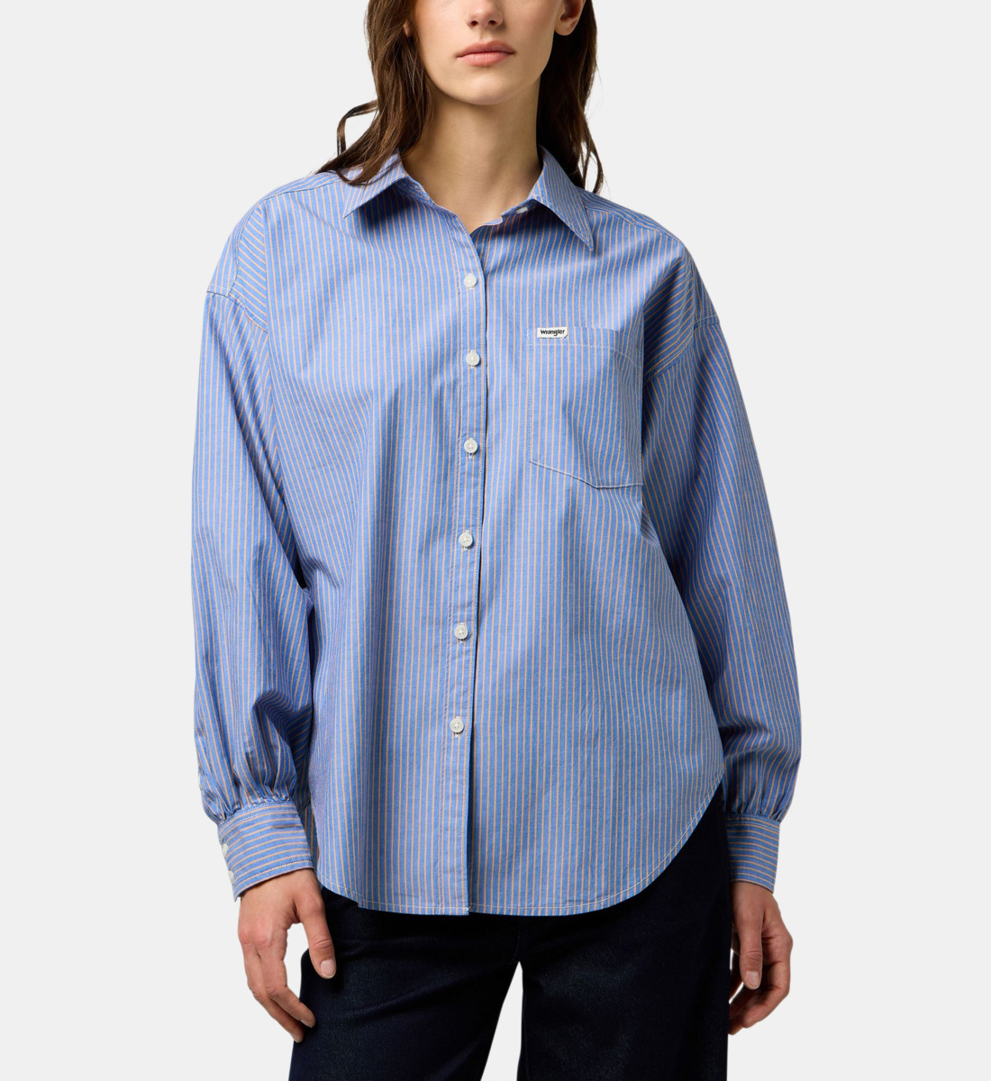 Chemise Wrangler Décontractée Rayée - Manches Courtes, Taille L, Occasion Très Bon État