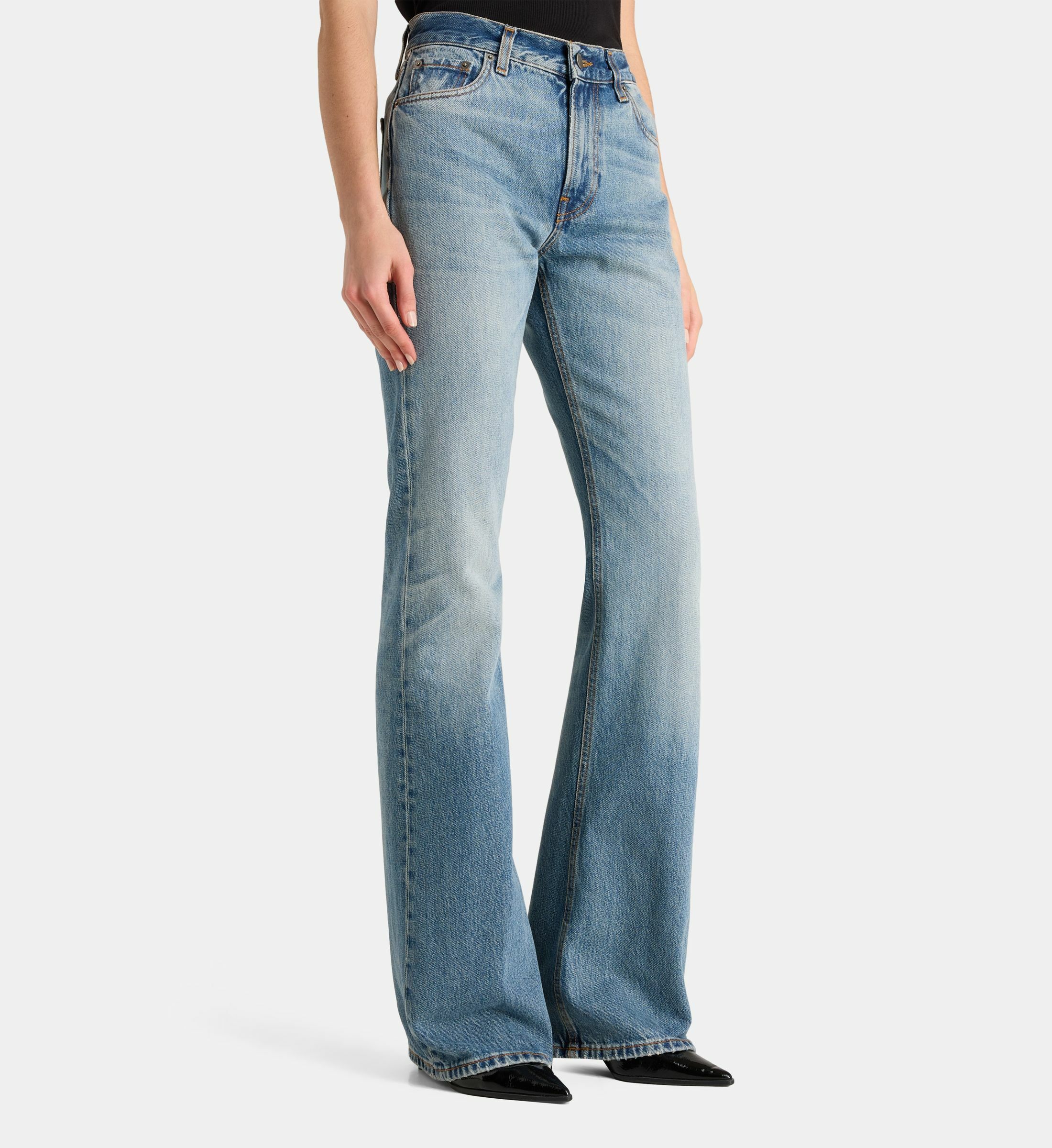 Jean Femme Taille Haute Jambe Large - Coupe Droite Décontractée, Tissu Extensible, Style Vintage Américain