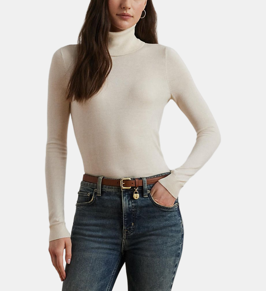 Pull Col Roulé LAFAYETTE En Mohair - Couleur Beige Rosé Nude - Taille 40/42 - Occasion Très Bon état