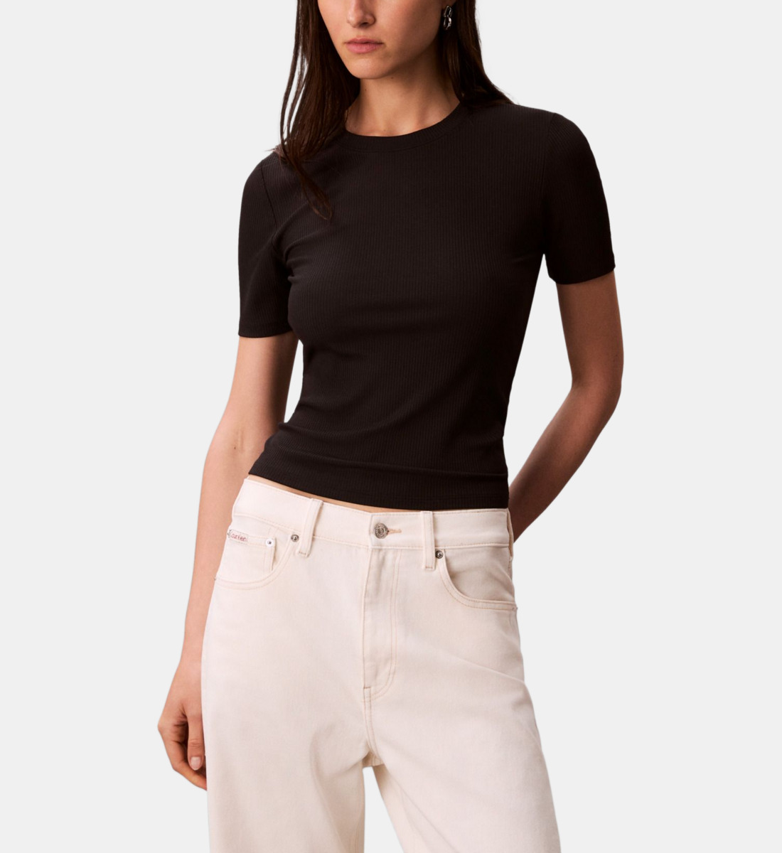 T-Shirt Femme Nife B25 Manches Ballon Noir/écru - Taille 36 Ou 38 - Neuf Avec étiquettes