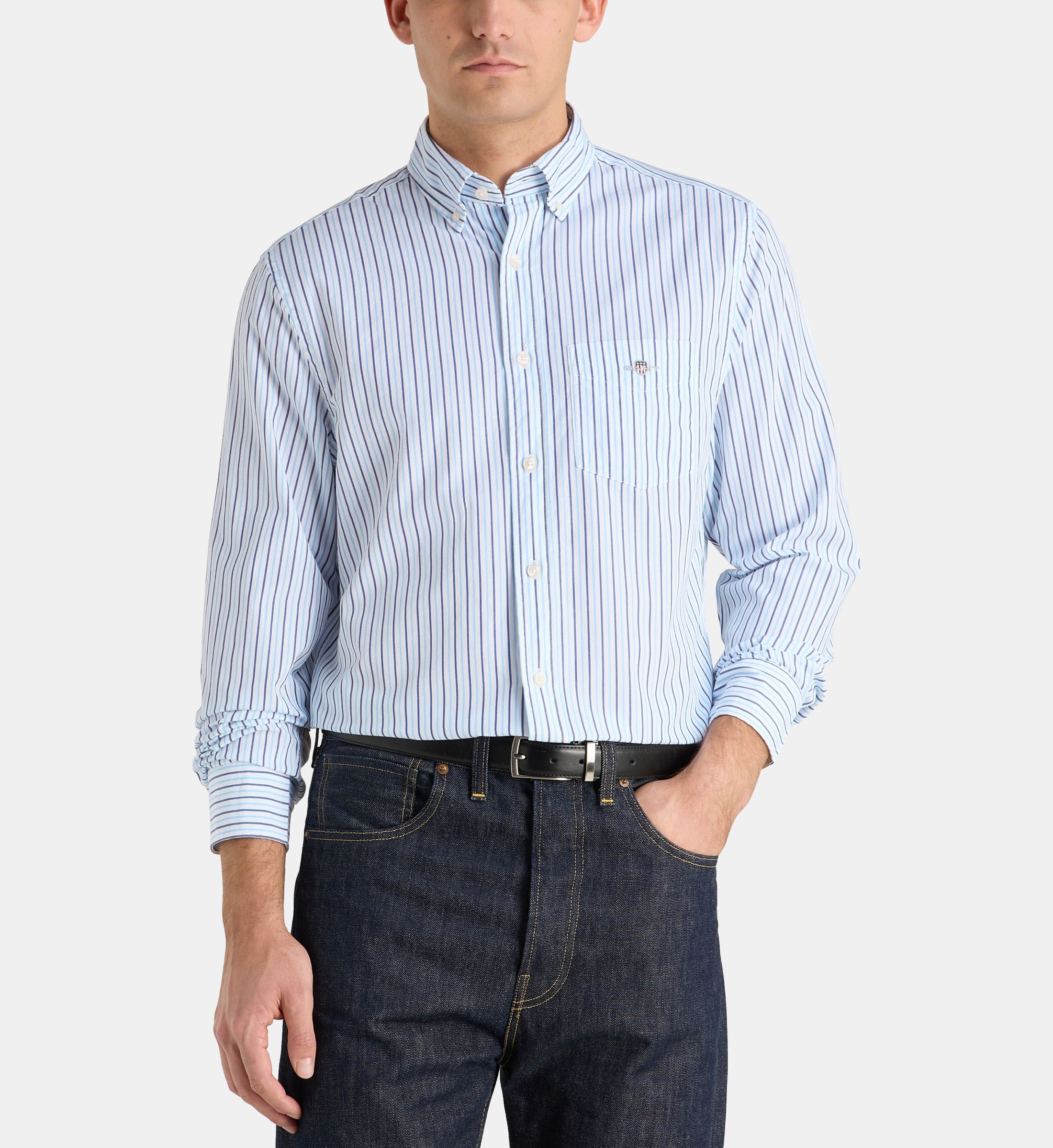Chemise Homme GANT Collegiate Poplin - Taille M Slim - Jaune - Occasion Très Bon état