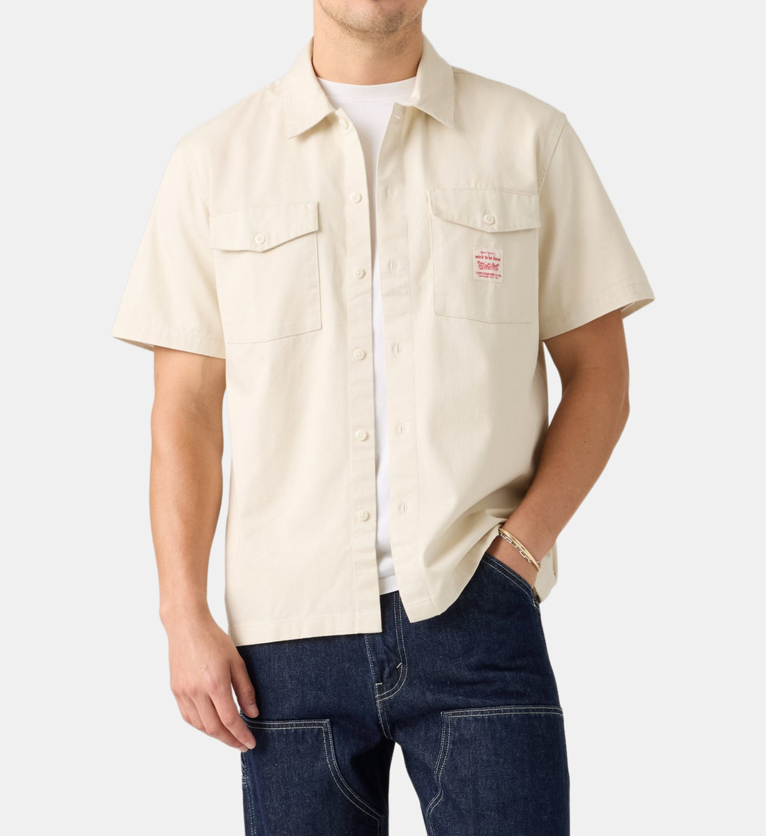 Chemise Vintage Levi's Manches Courtes Coton - Taille M - Occasion En Très Bon état