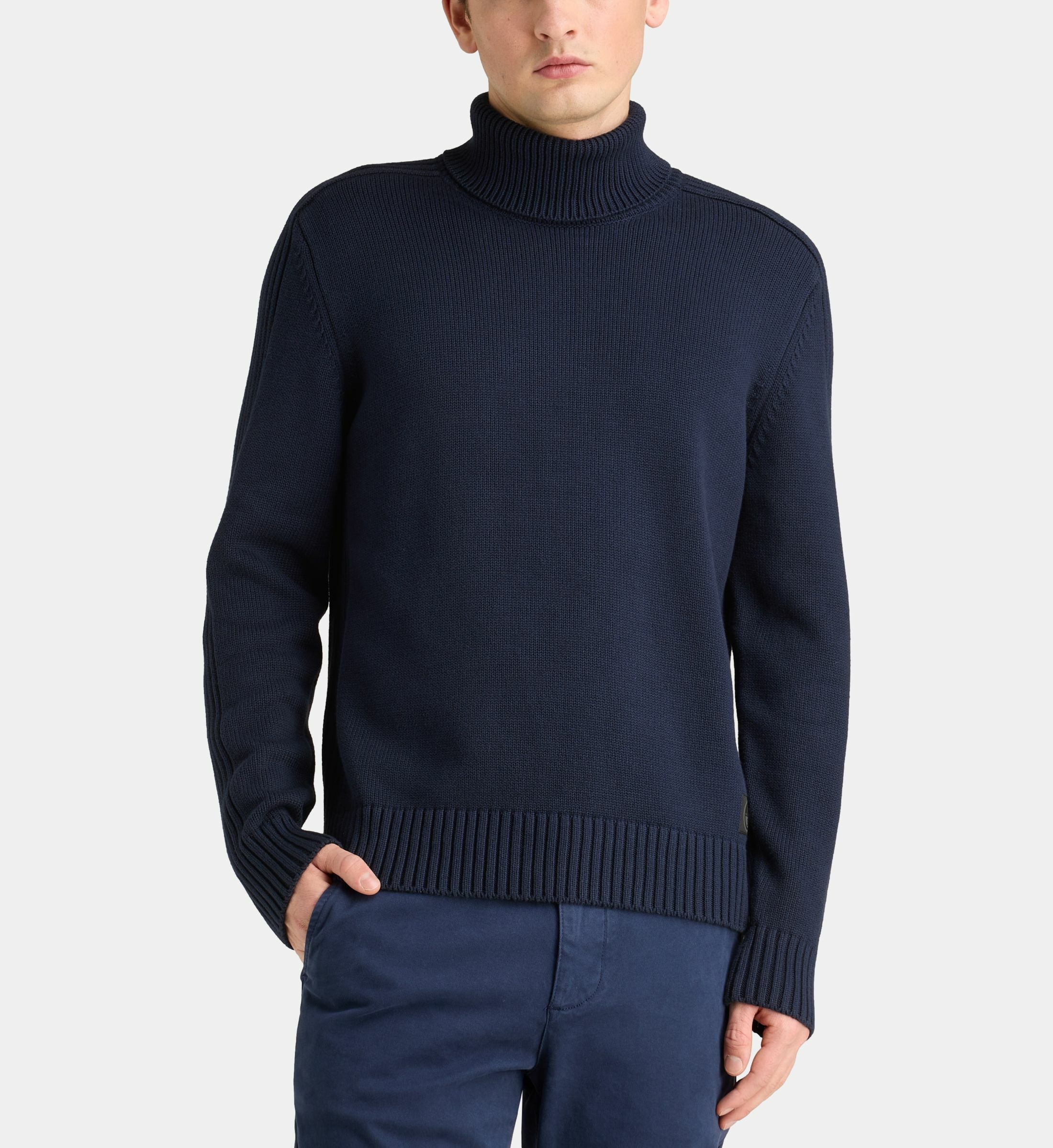 Pull Col Roulé Homme Ciabalù - Coupe Slim Fit, Manches Longues - Couleur Bleu - Taille M - En Viscose Confortable