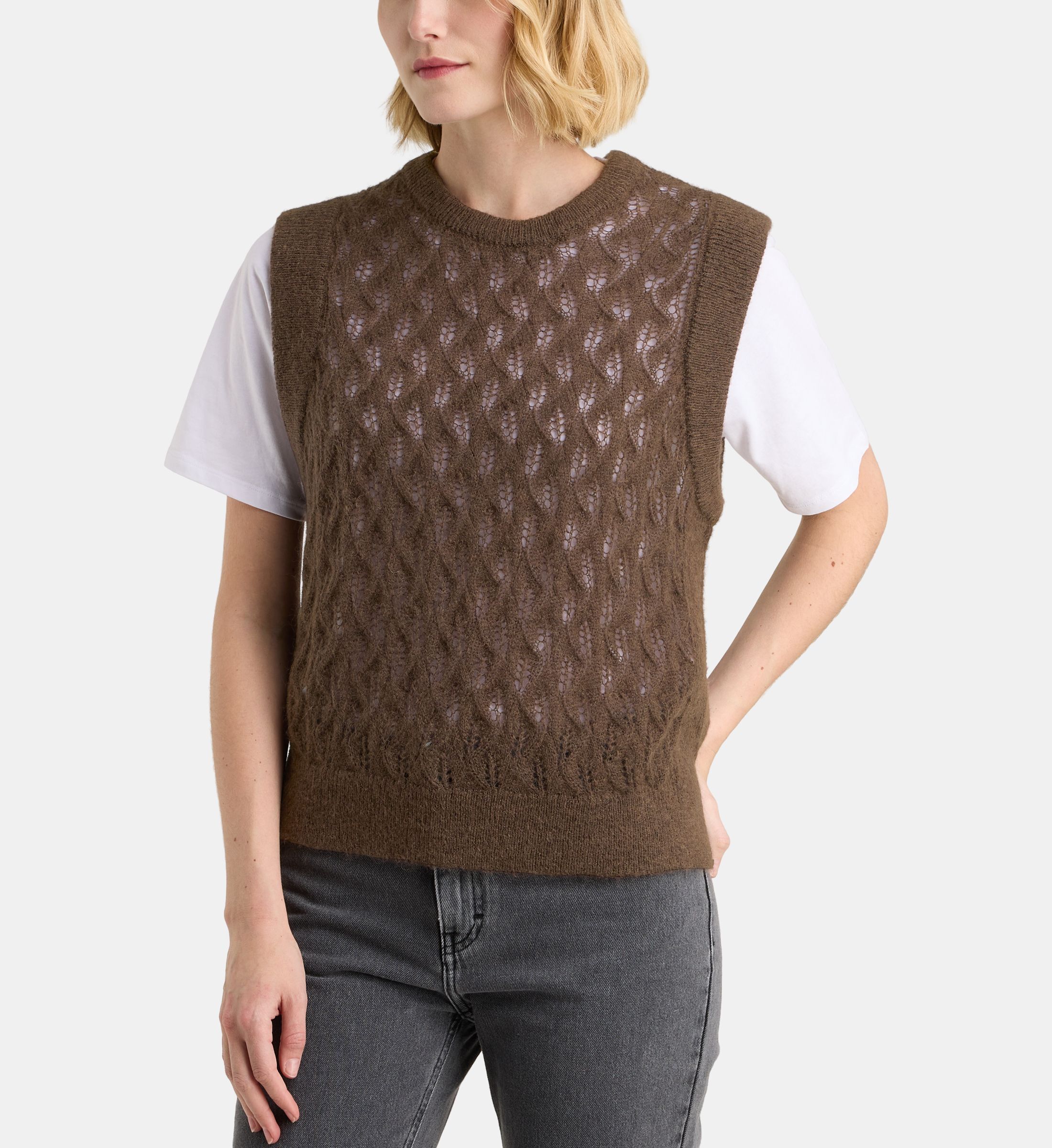 Pull Gilet Briefing (Galeries Lafayette) Marron - Taille T2 - Occasion Très Bon État