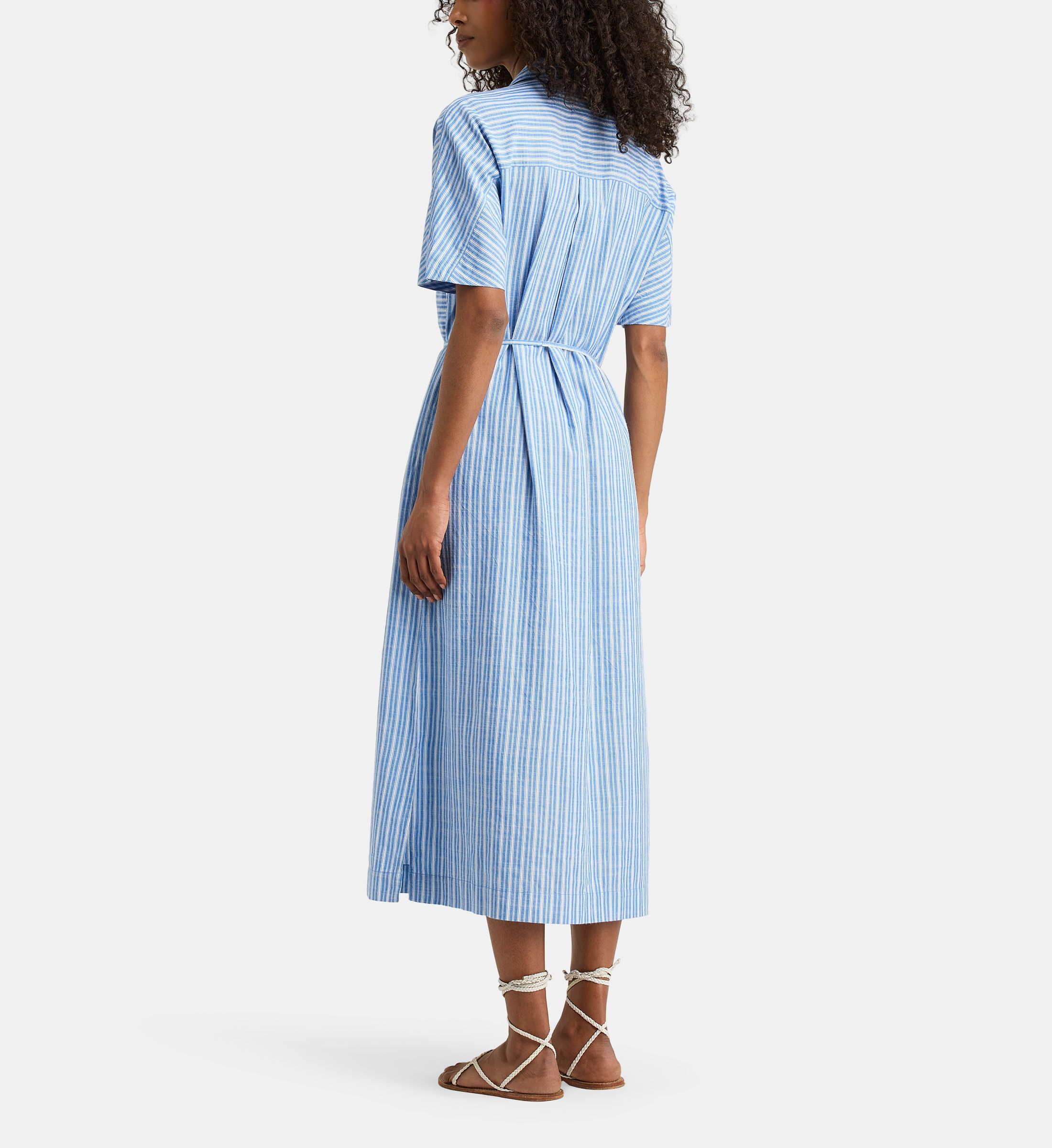 Chemise Robe Slim Rayée Bleu Clair Mastai Ferretti - Taille 15 1/2 (39), 100% Coton, Occasion Like New