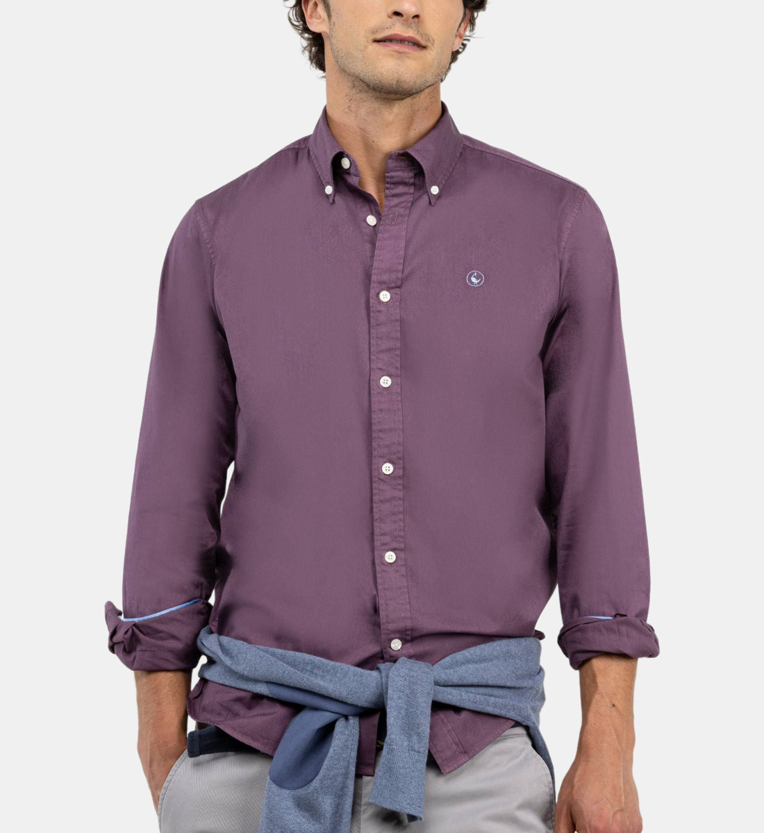 Chemise Homme En Lin Violet Aubergine - Taille M - Marque Galeries Lafayette - Occasion Parfait état