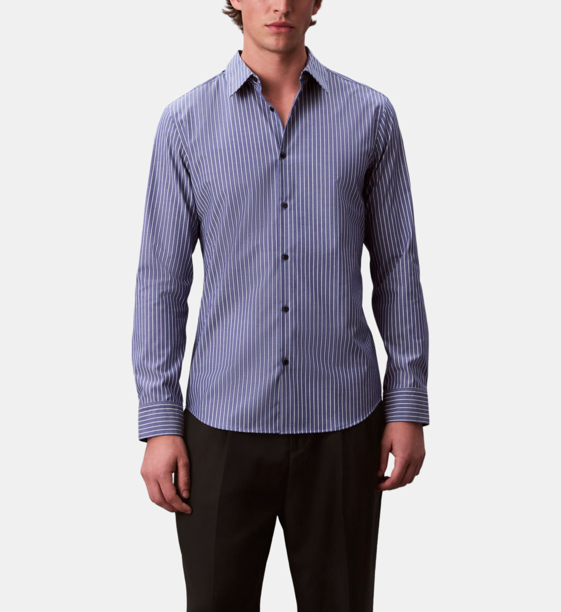 Chemise Stretch Galeries Lafayette - Bleue Col Gris - Taille M/L - Neuf Sans étiquette