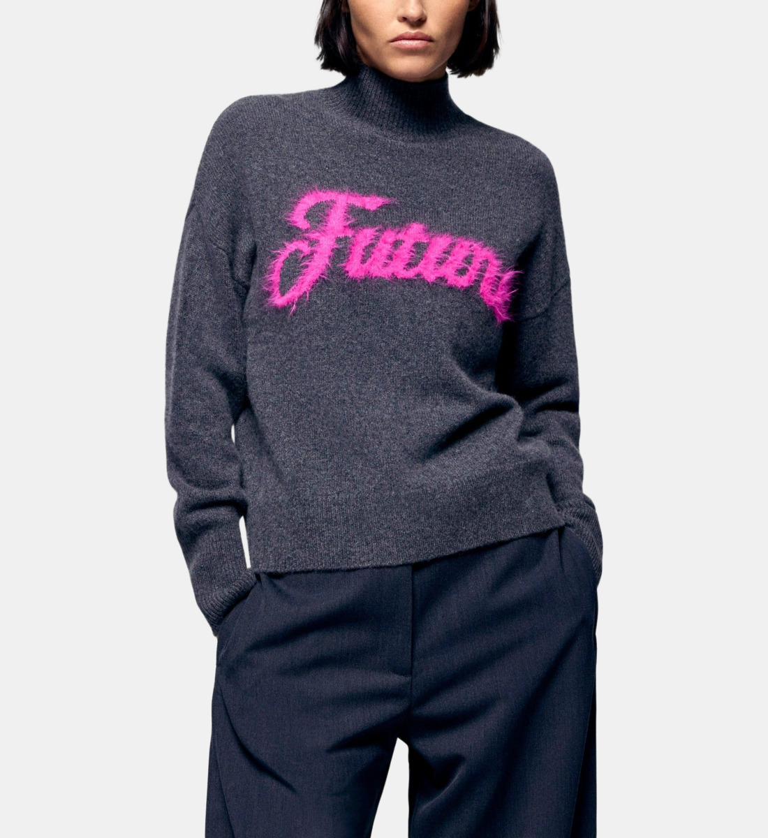 Pull Femme From Future - 100% Laine, Taille L, Couleur Bleue - Occasion Très Bon état