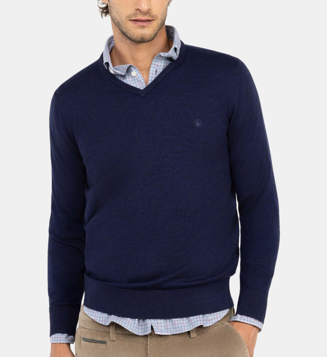 Pull Homme Vince Bleu Marine Col En V Taille L - Occasion Très Bon état - Coton Tricoté