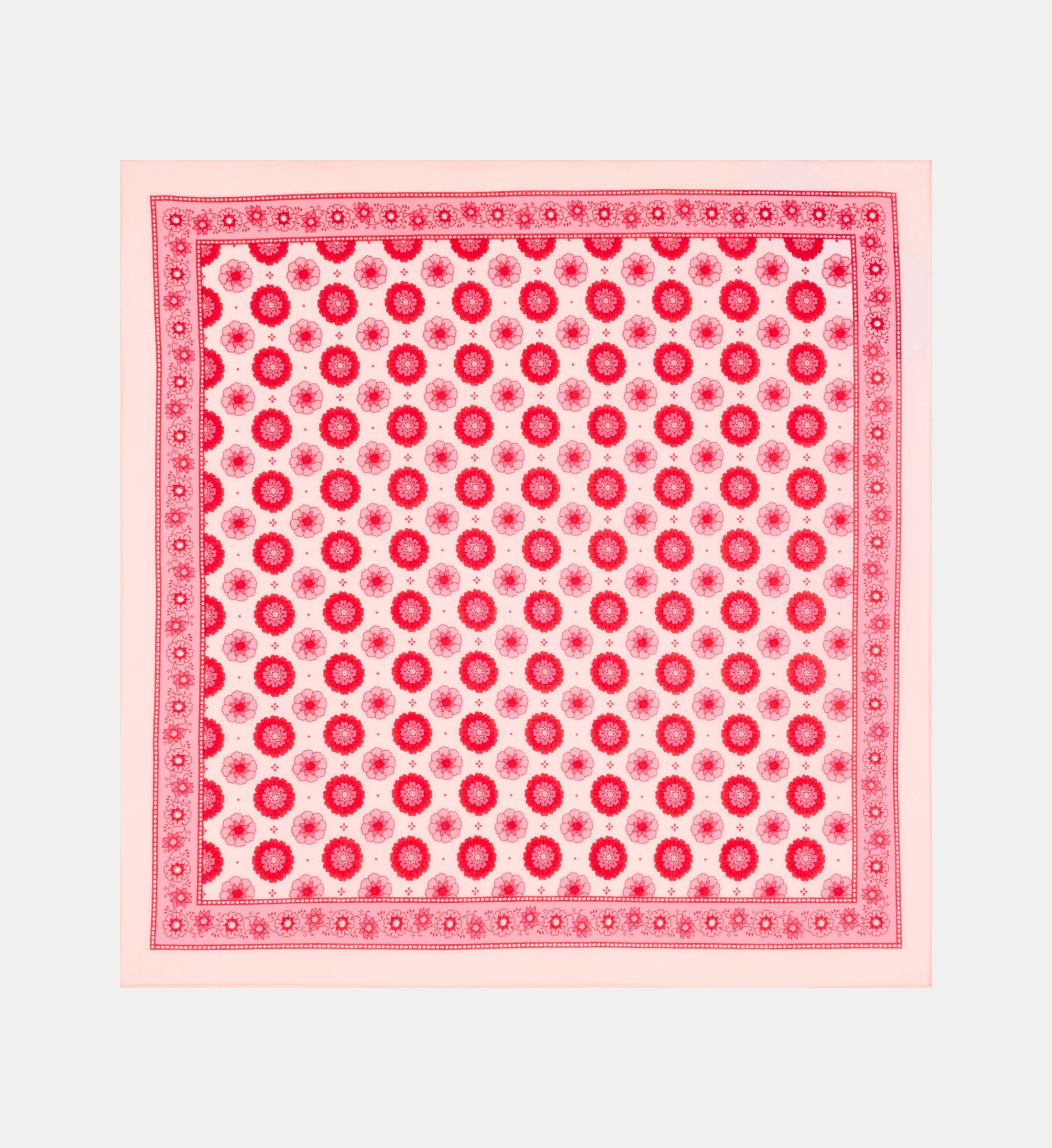 Foulard Marron à Motifs Floraux Roses Et Bleus - 71x20 Cm - Occasion (parfait état)