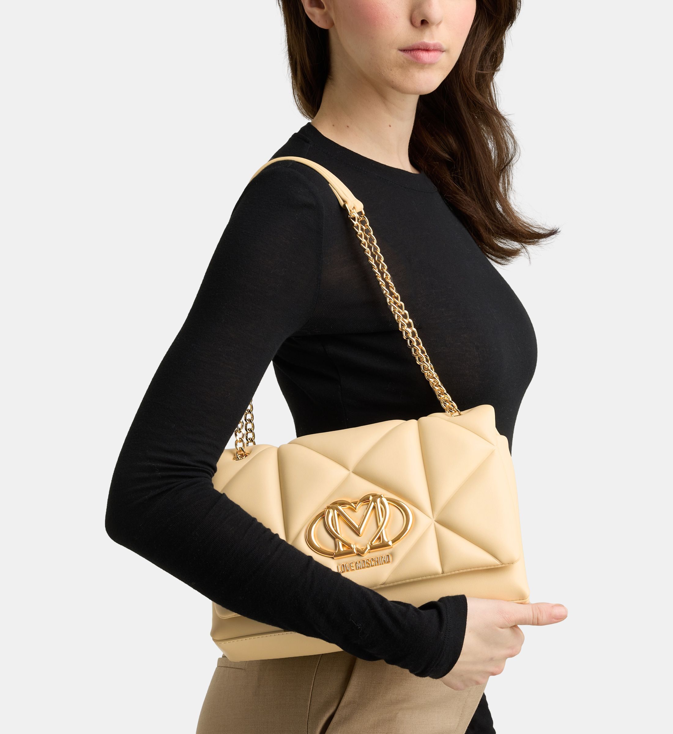 Sac à Main Moschino Matelassé Vert - En Tissu Et Cuir, Neuf Sans étiquette, Style épaule