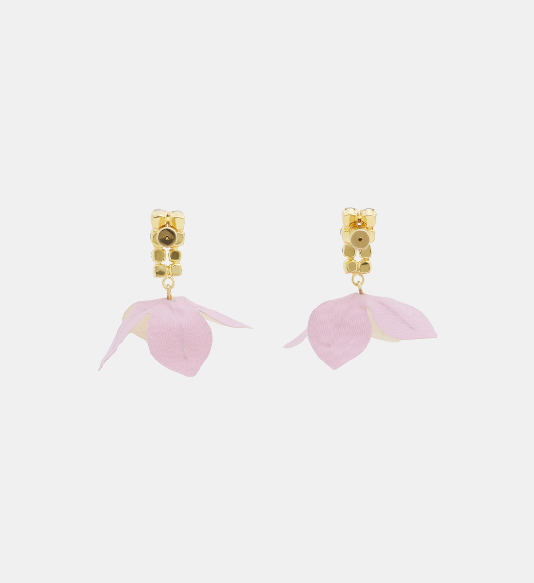 Boucles D'oreilles Femme Légères Fleurs Brodées - Violet/vert, Paillettes Dorées, Crochets, Neuf Sans Emballage