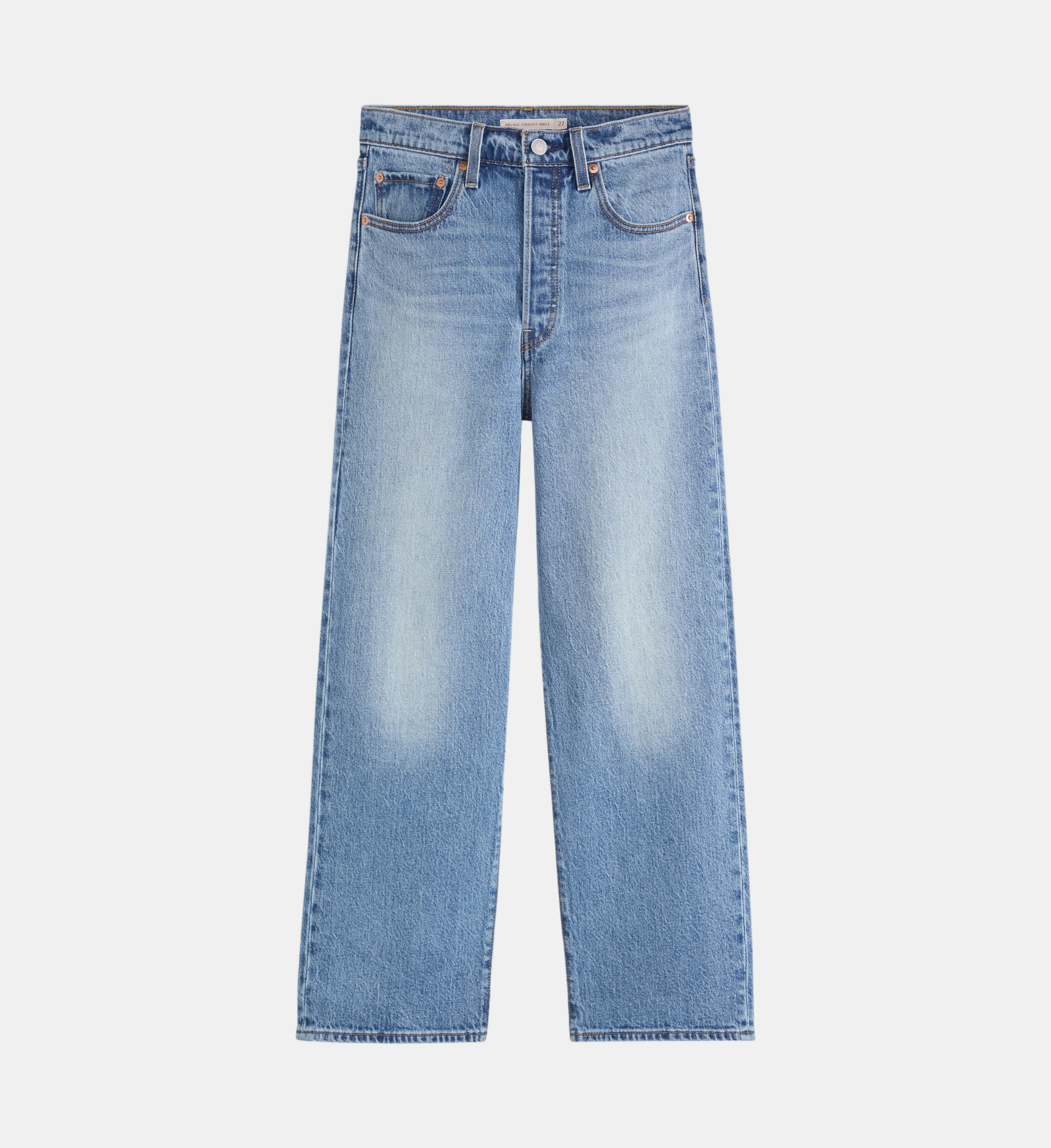 Jean droit court stretch taille haute