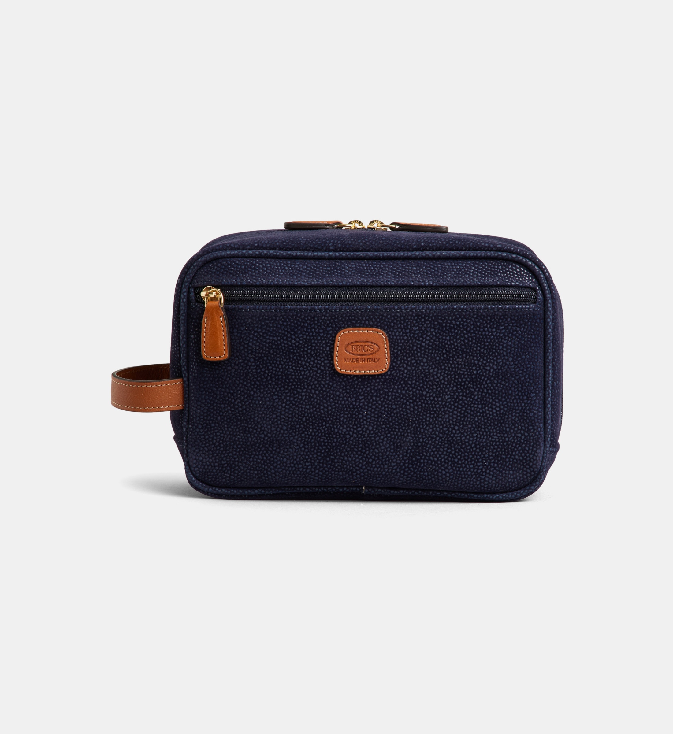 Trousse De Toilette Homme Richard Jäger – Bleu Lin Et Marron Cuir Véritable – Fabriqué En Allemagne – Neuf Sous Coffret