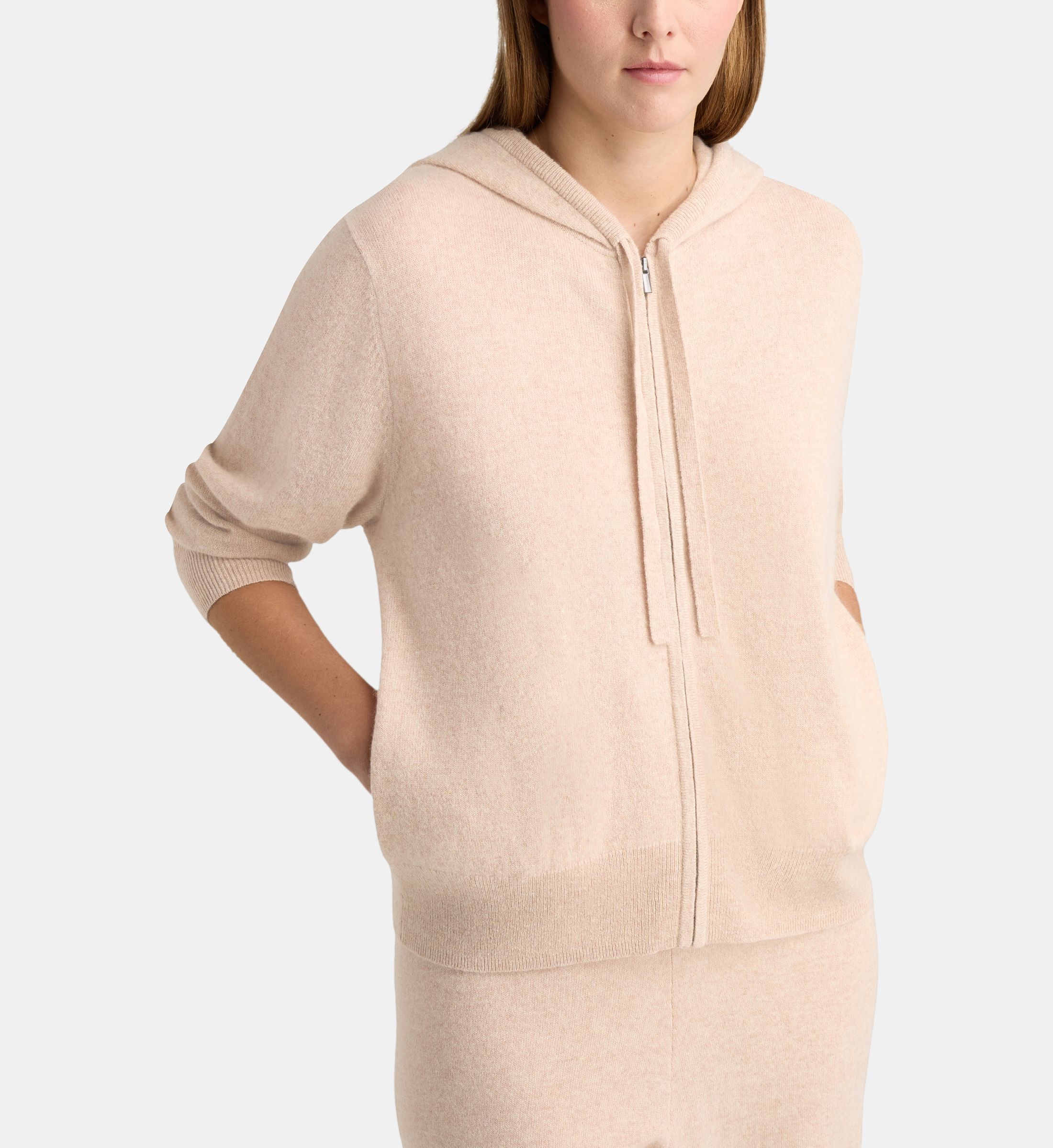 Gilet Matelassé Kiton Cachemire Soie - Beige, Taille M (50IT), Capuche, Neuf étiqueté - Luxe