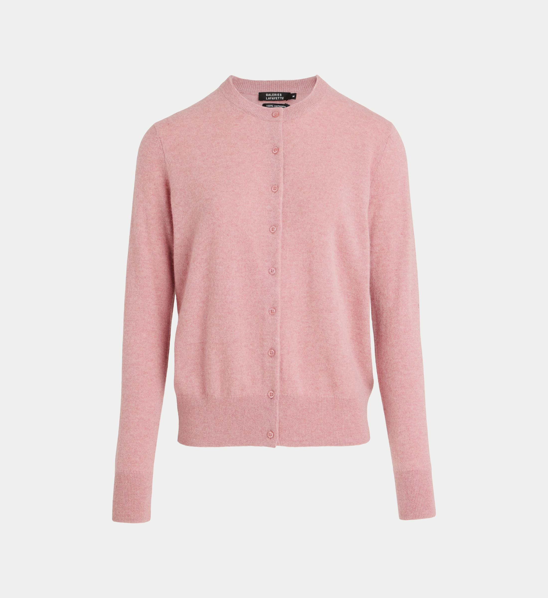 Cardigan Rose Gris 100% Cachemire CHANEL - Taille S, Occasion Très Bon état