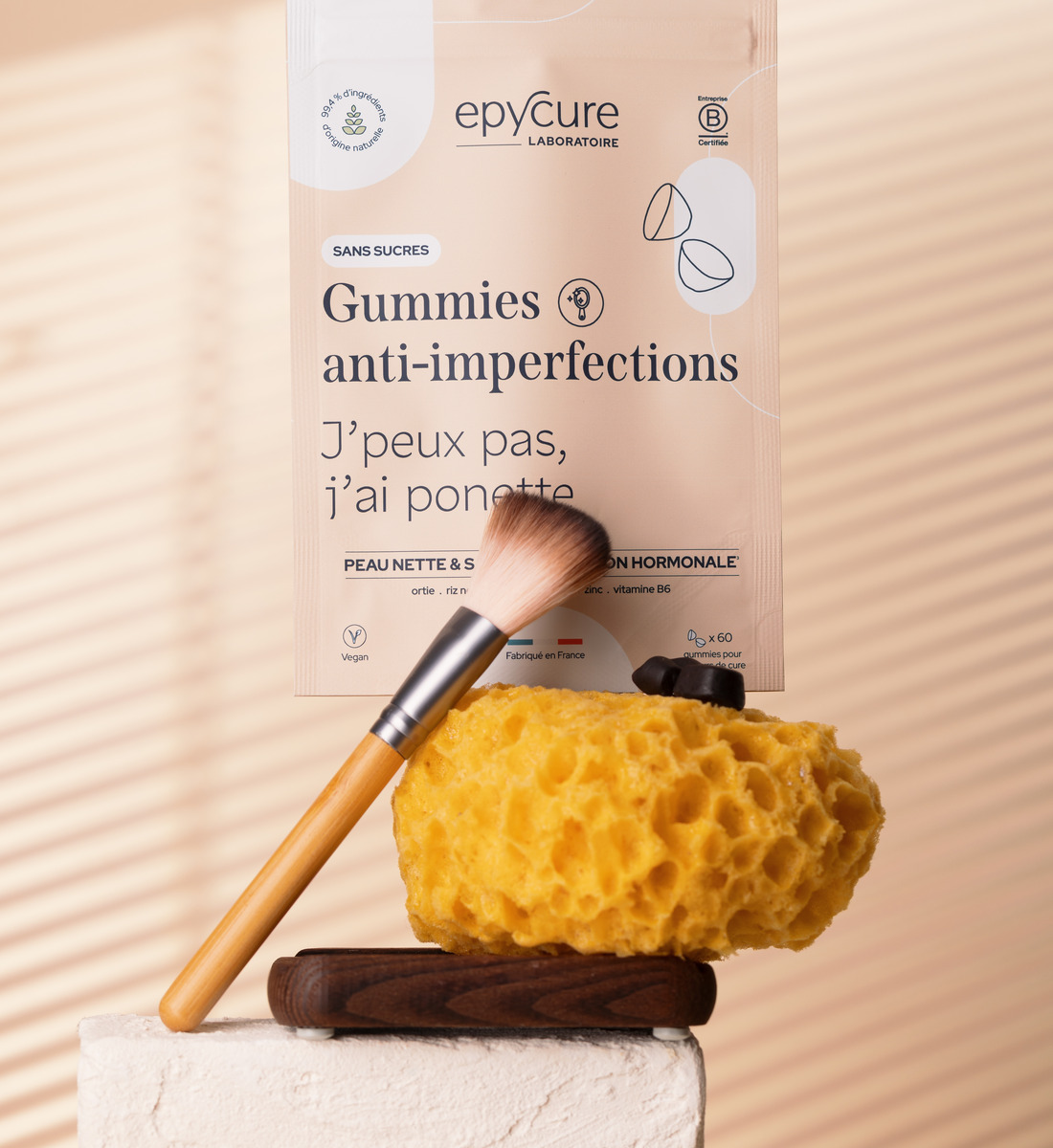 Gummies Anti-Stress Epycure - Saveur Orange, 100% Naturels - 60 Gommes - Date 2027